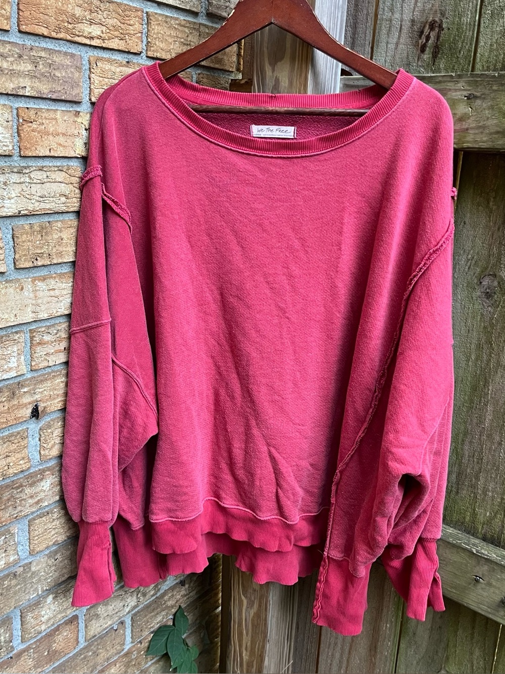 We The Free Camden Dusty Red Oversized Pullover Sweatshirt